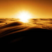 Water And Sky Golden Sunset 3 Poster
