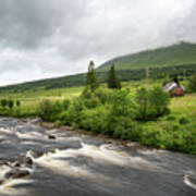 Water Flowing In The River. River Orchy Highlands Of Scotland Poster