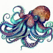Watercolor Animal 05 Octopus Poster