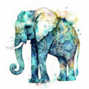 Watercolor Animal 71 Elephant Poster