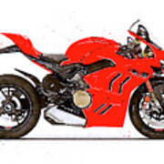Watercolor Ducati Panigale V4s 2022 Motorcycle - Oryginal Artwork By Vart. Poster