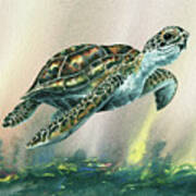 Watercolor Giant Sea Turtle Poster