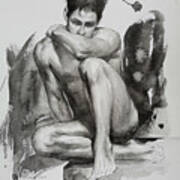 Watercolor Painting -male Model#20617 Poster