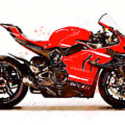 Watercolor Sport Motorcycle Superleggera V4 - Original Artwork By Vart. Poster