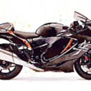 Watercolor Suzuki Hayabusa Gsx 1300r Motorcycle - Oryginal Artwork By Vart. Poster