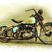 Watercolor Vintage Harley-davidson By Vart. Poster