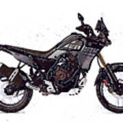 Watercolor Yamaha Tenere 700 Black Motorcycle - Oryginal Artwork By Vart. Poster