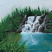 Waterfall On Ridge Poster