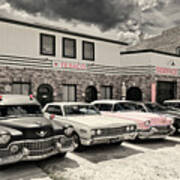 Waterloo Time Warp - Vintage Cars At A Nostalgic Texaco Station In Waterloo Wi Poster