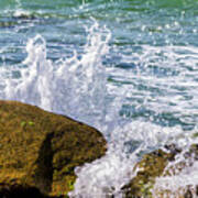 Wave Break Against Rocks On Atlantic Beach Poster