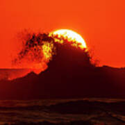 Wave Crashing At Sunset In Oceanside Poster