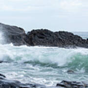 Waves Breaking On A Rocky Shoreline Poster