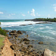 Waves Rolling Into The Rocky Coast, Playa Del Dorado, Puerto Rico Poster