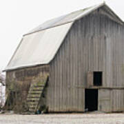 Weathered Barn In The Fog Poster