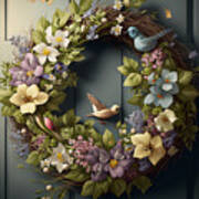Welcome To Easter, Photorealistic Wreath On A Door Signaling Spring Joy Poster