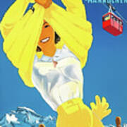 Wengen Mannlichen Switzerland Vintage Ski Poster Poster