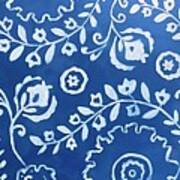 White Blue Floral Poster