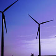 Wind Energy Turbines At Dusk Poster