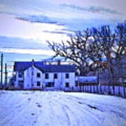 Winter Farmhouse At Twilight Poster