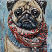 Winter Pug Poster