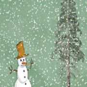 Winter Scene With Snowman 5 Poster
