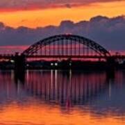 Winter Sunset Behind Tacony-palmyra Bridge On The Delaware River Poster