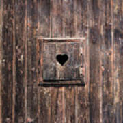 Wooden Wall Of Old House With Heart Shaped Hole Poster