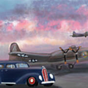 Wwii Airfield At Sunset Poster