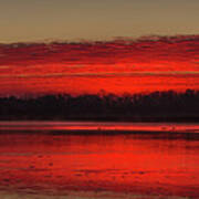 Yahara River Sunrise Where It Flows Out Of Lake Kegonsa Poster
