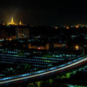 Yangon Cityscape At Night Poster