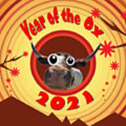 Year Of The Ox With Googly Eyes Poster