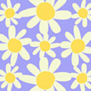 Yellow, Lilac, And Cream Floral Pattern Design Poster