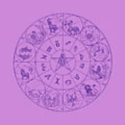 Zodiac Signs In Purple Poster