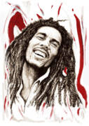 Bob Marley colour drawing art poster Painting by Kim Wang - Fine Art ...