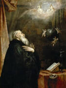 The Vision Of St. Benedict Of The World And The Three Angels Art Print