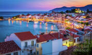 Samos Island Evening Harbor View Art Print