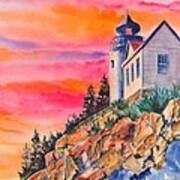 Bass Harbor Light Sunset Art Print