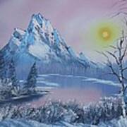 Blue Winter's Sunglow Art Print