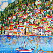 Boats Down South Italy Coast Art Print