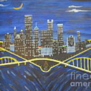 Crescent Over Pittsburgh Art Print