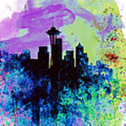 Seattle Watercolor Skyline 1 Art Print