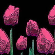 010 Hot Pink Tulips 2a Art Print