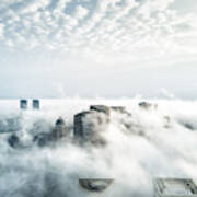 Aerial View Of Shanghai Lujiazui Financial District In Fog #1 Art Print