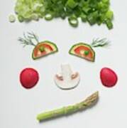 Amusing Face Made From Vegetables, Dill And Mushroom #1 Art Print