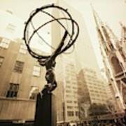 Atlas Sculpture In New York City #1 Art Print