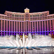 Bellagio Hotel And Casino At Night #1 Art Print