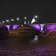 Blackfriars Bridge London Thames At Night  #1 Art Print