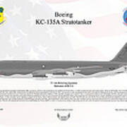 Boeing Kc-135a Stratotanker Flag Background Art Print