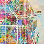 Chicago City Street Map #1 Art Print