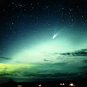 Comet Hale-bopp And Aurora Borealis #1 Art Print